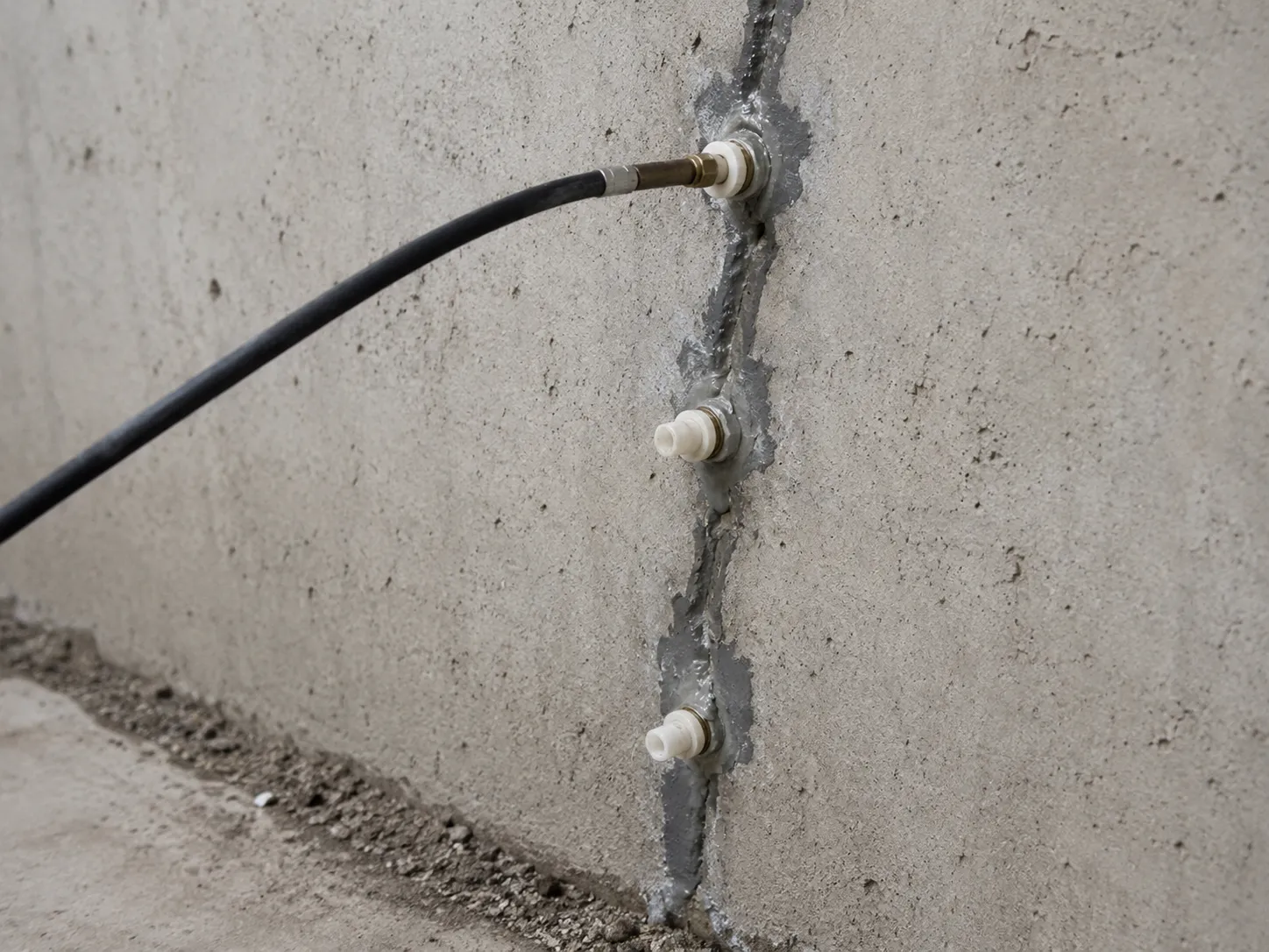 Foundation crack injection repair process